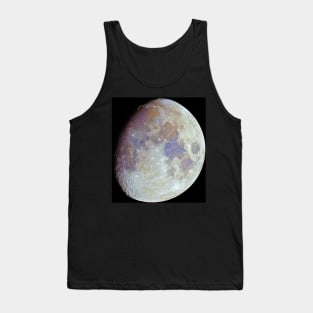 Waxing gibbous color Moon on black sky Tank Top